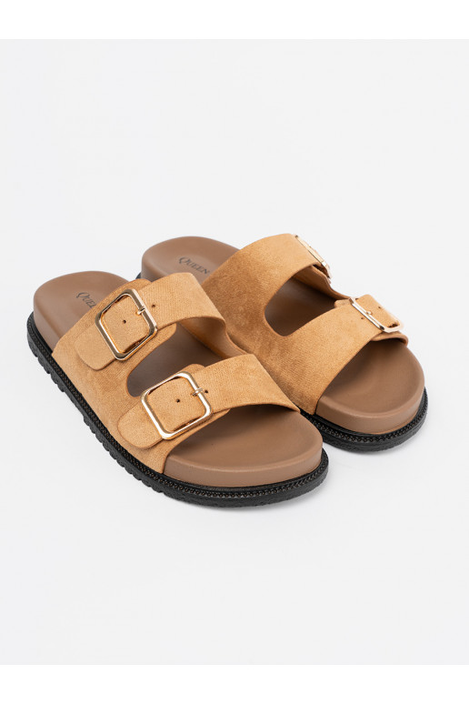 karamelinės spalvos Šlepetės   ze mi klamrami