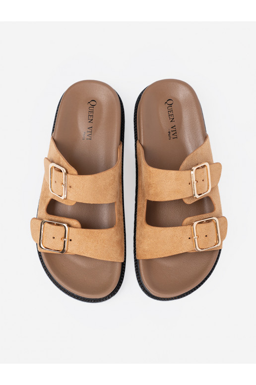 karamelinės spalvos Šlepetės   ze mi klamrami