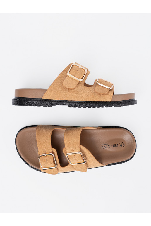 karamelinės spalvos Šlepetės   ze mi klamrami