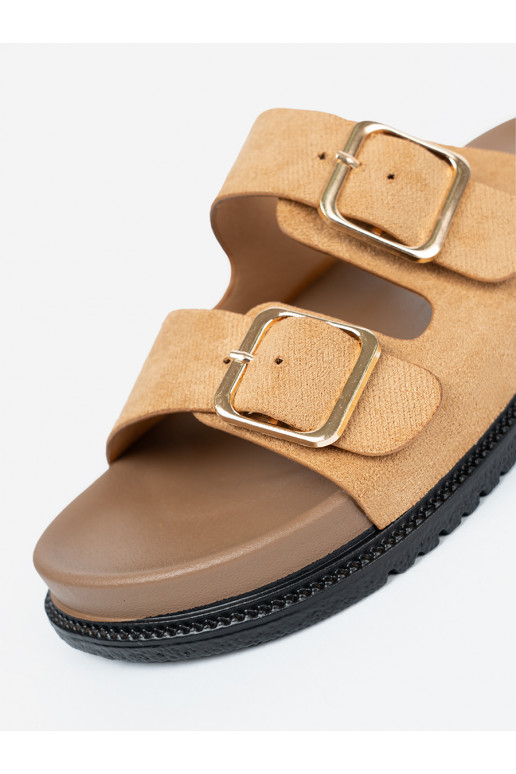 karamelinės spalvos Šlepetės   ze mi klamrami