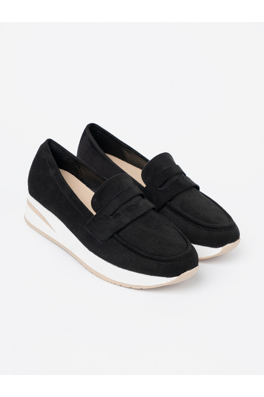 Juodos spalvos Mokasinai su platforma iš zomšos