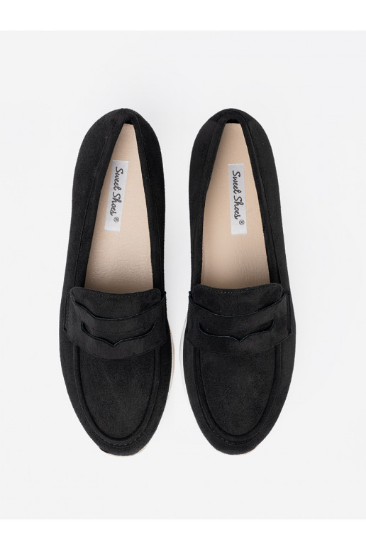 Juodos spalvos Mokasinai su platforma iš zomšos