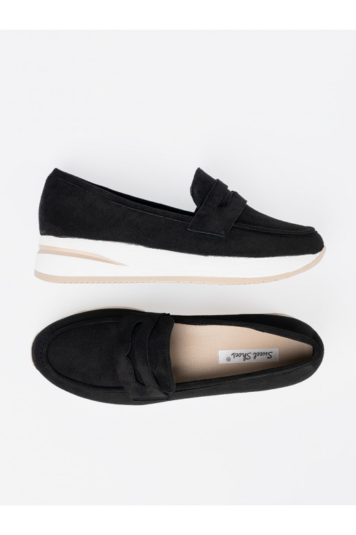 Juodos spalvos Mokasinai su platforma iš zomšos