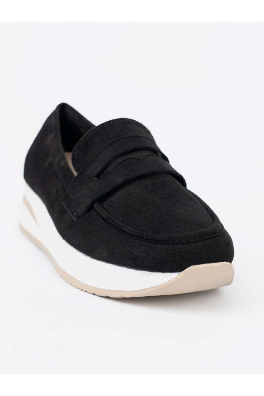 Juodos spalvos Mokasinai su platforma iš zomšos