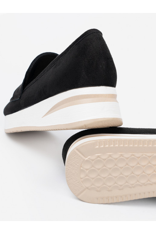 Juodos spalvos Mokasinai su platforma iš zomšos