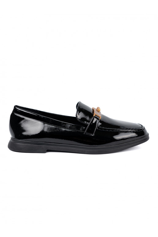 Elegantiško stiliaus  mokasinai z złotą ozdobą