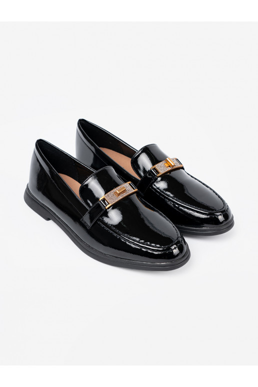 Elegantiško stiliaus  mokasinai z złotą ozdobą