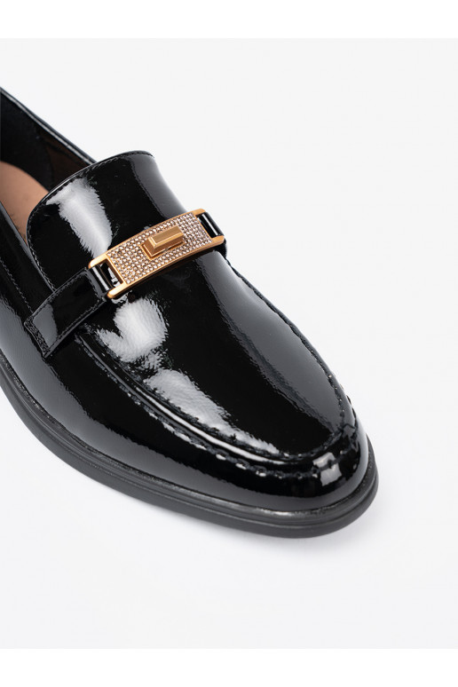 Elegantiško stiliaus  mokasinai z złotą ozdobą