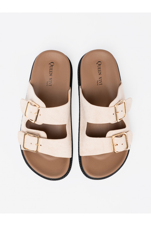 Madingos moteriškos šlepetės  z zamszowym wykończeniem