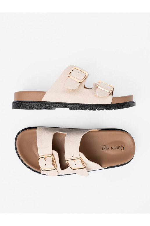 Madingos moteriškos šlepetės  z zamszowym wykończeniem