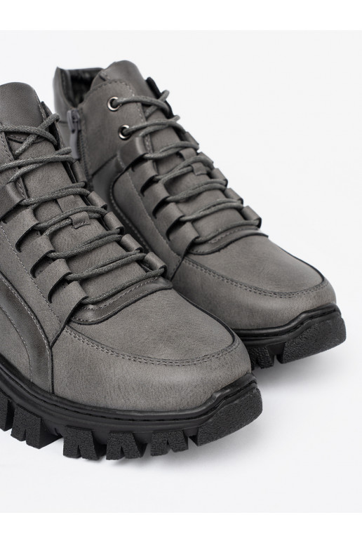 pilkos spalvos su raištukais Aulinukai z grubą podeszwą Sergio Leone