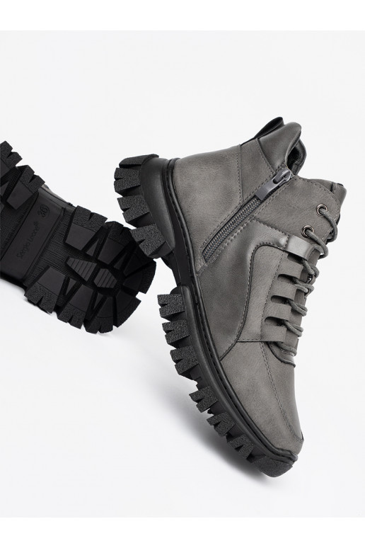 pilkos spalvos su raištukais Aulinukai z grubą podeszwą Sergio Leone