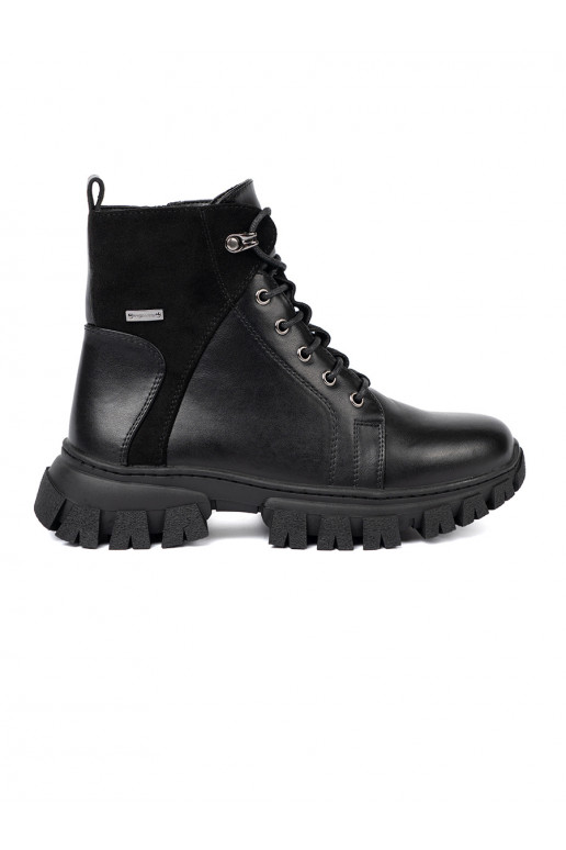 Juodos spalvos batai z masywną podeszwą i suwakiem Sergio Leone