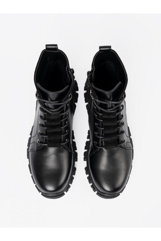 Juodos spalvos batai z masywną podeszwą i suwakiem Sergio Leone