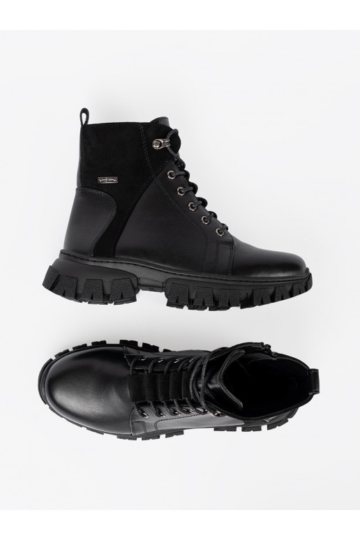 Juodos spalvos batai z masywną podeszwą i suwakiem Sergio Leone