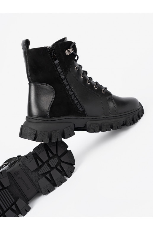 Juodos spalvos batai z masywną podeszwą i suwakiem Sergio Leone