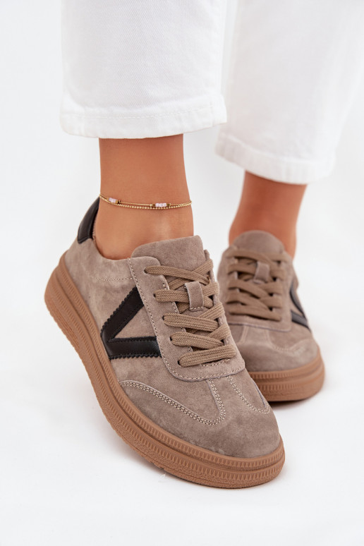 iš zomšos  modelio batai  su platforma Vinceza 79562 smėlio spalvos