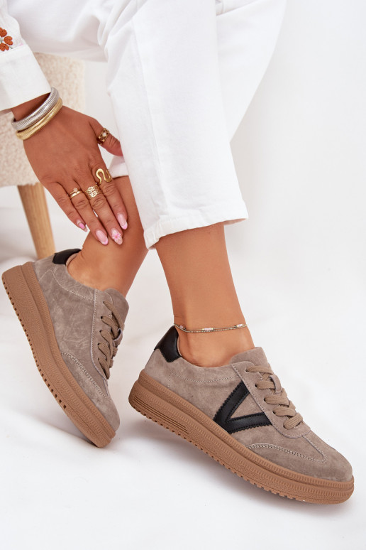 iš zomšos  modelio batai  su platforma Vinceza 79562 smėlio spalvos