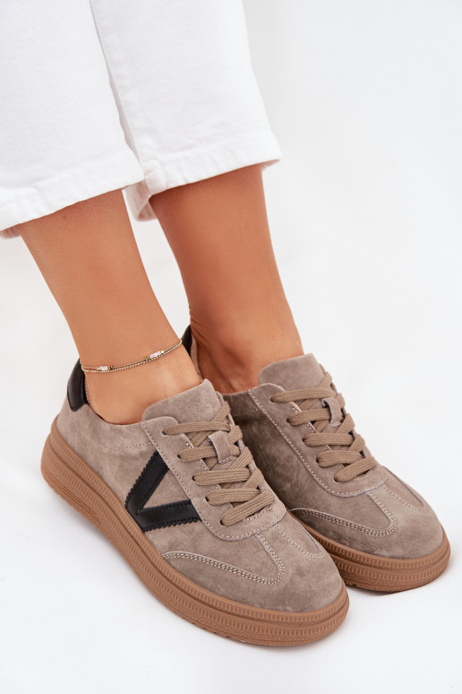 iš zomšos  modelio batai  su platforma Vinceza 79562 smėlio spalvos