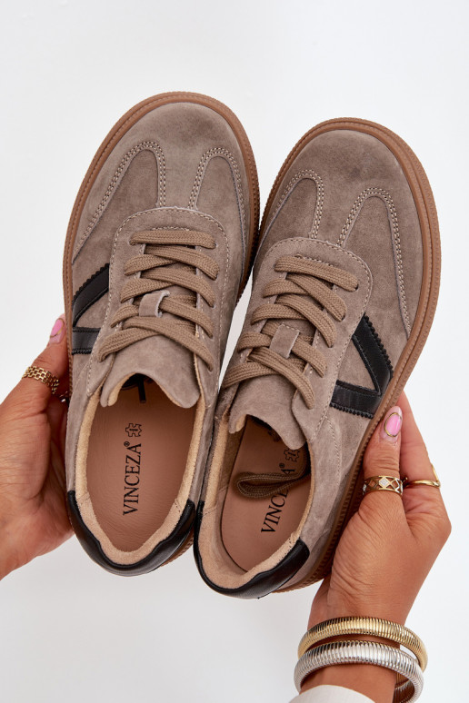 iš zomšos  modelio batai  su platforma Vinceza 79562 smėlio spalvos