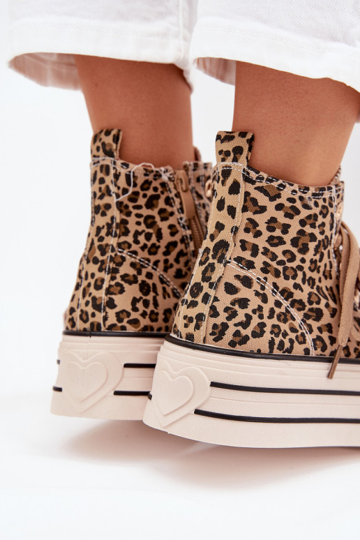 Laisvalaikio bateliai su raišteliais kaspinais I Zamkiem su platforma su leopardo kailio raštais Mavara