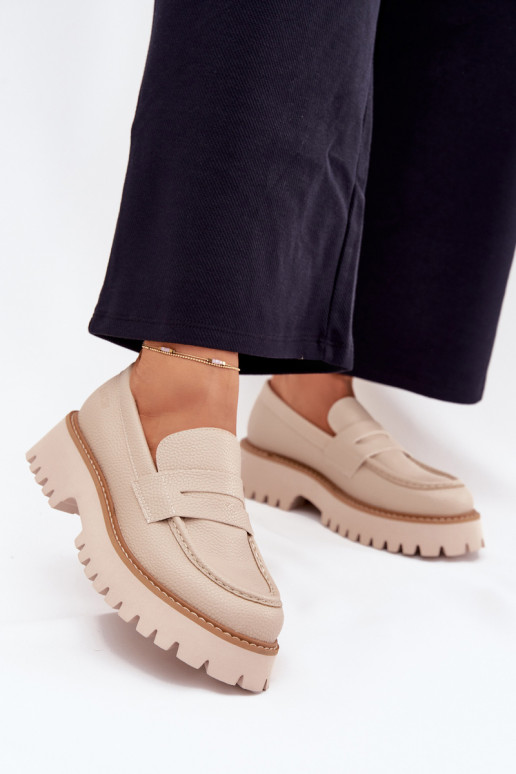 Moteriški mokasinai paaukšintu padu  Big Star NN274050 smėlio spalvos