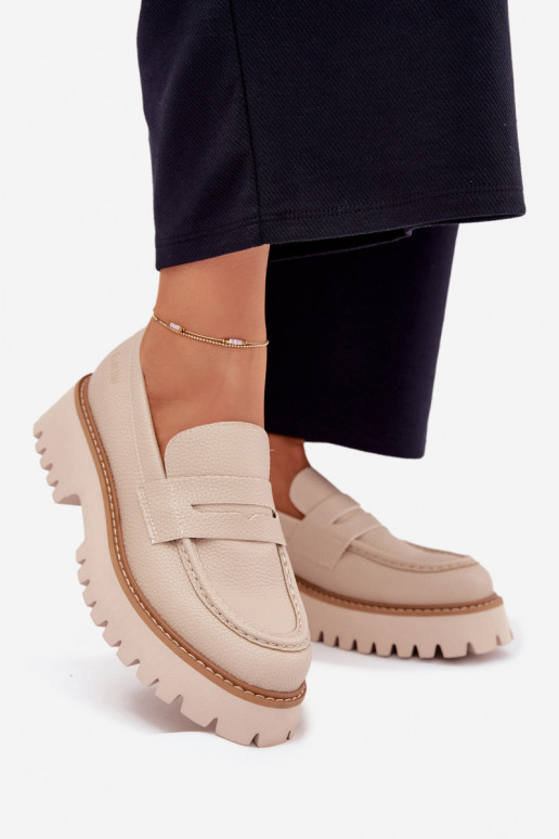 Moteriški mokasinai paaukšintu padu  Big Star NN274050 smėlio spalvos