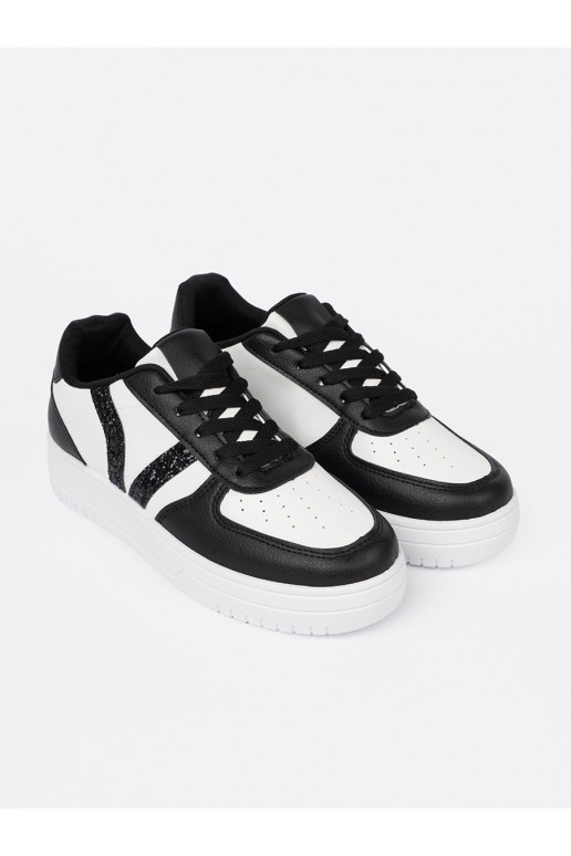  juodos-baltos spalvos  modelio batai z brokatowymi wstawkami