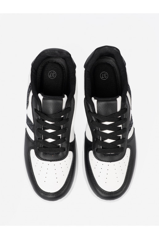  juodos-baltos spalvos  modelio batai z brokatowymi wstawkami