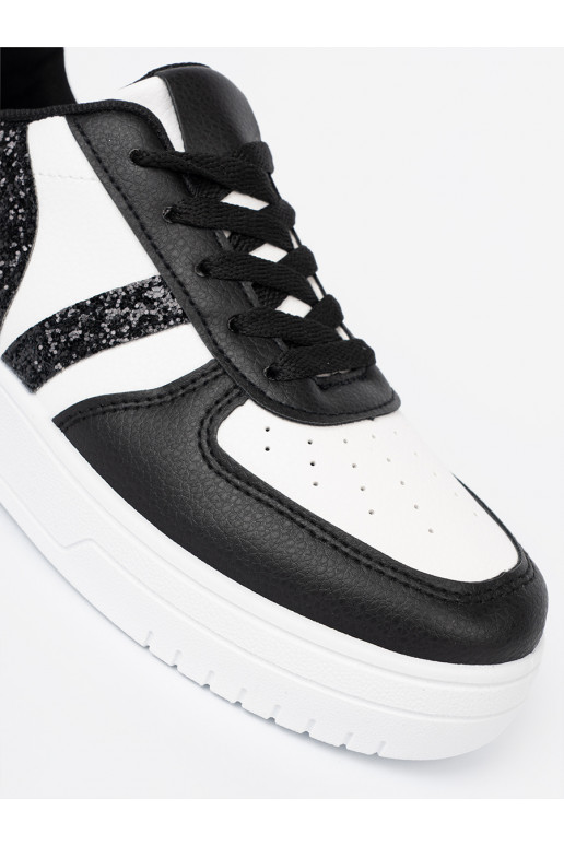  juodos-baltos spalvos  modelio batai z brokatowymi wstawkami