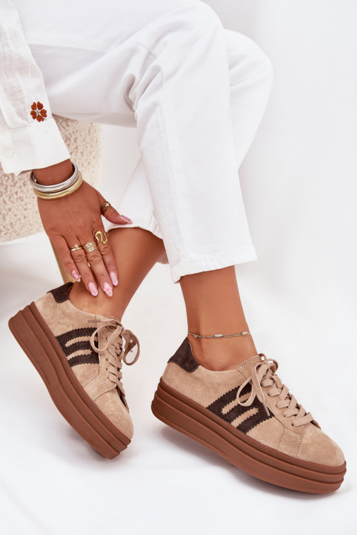 modelio batai  su platforma Z Naturalnego Zamszu smėlio spalvos Eldira  modelio batai  su platforma Z Naturalnego Zamszu smėlio spalvos Eldira