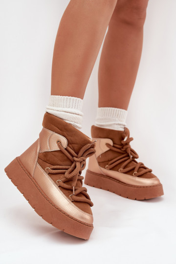 sniego batai  pašiltinti su kailiuku viduje Z Grubym Wiązaniem rudos spalvos Xarina