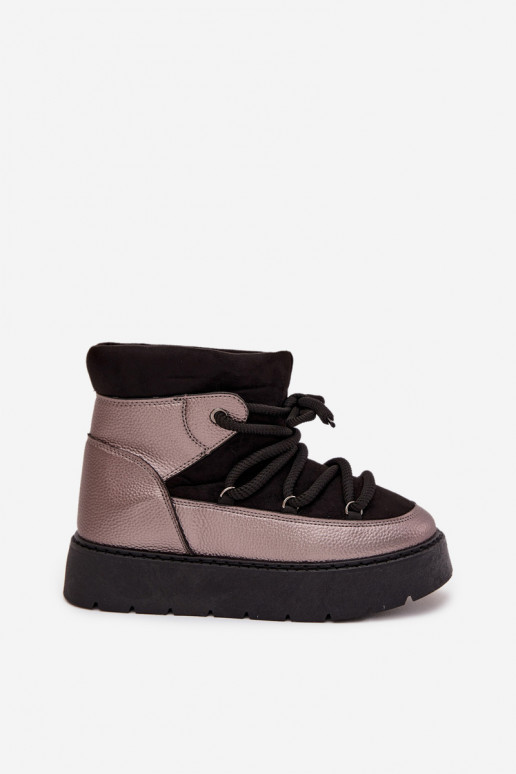 sniego batai  pašiltinti su kailiuku viduje Z Grubym Wiązaniem Juodos spalvos Xarina  sniego batai  pašiltinti su kailiuku viduje Z Grubym Wiązaniem Juodos spalvos Xarina