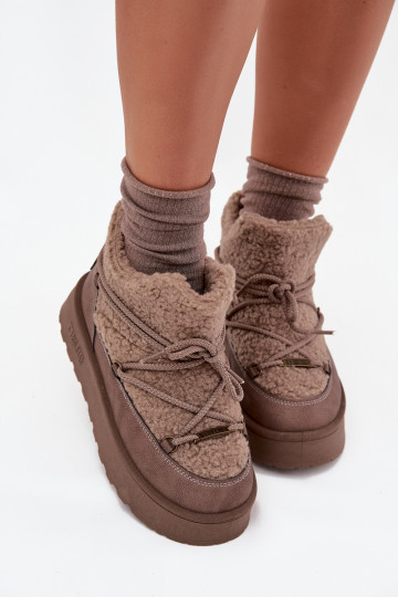 sniego batai  su platforma su kailiuku Typu Baranek Big Star SS274112 rudos spalvos 2