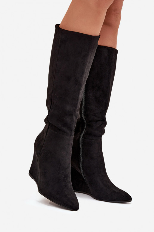 pašiltinti moteriški ilgaauliai batai  Juodos spalvos Rosina