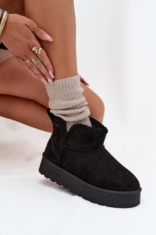 sniego batai  su platforma Z Przeszyciami Big Star SS274128 Juodos spalvos sniego batai  su platforma Z Przeszyciami Big Star SS274128 Juodos spalvos