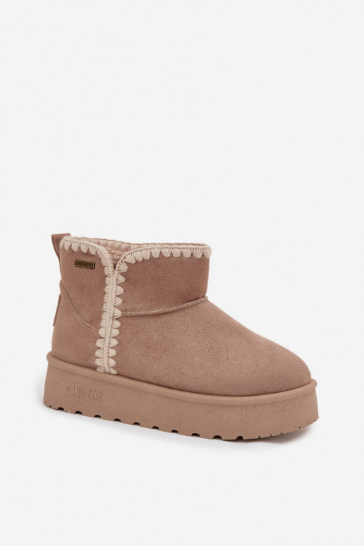 sniego batai  su platforma Z Przeszyciami Big Star SS274129 smėlio spalvos sniego batai  su platforma Z Przeszyciami Big Star SS274129 smėlio spalvos