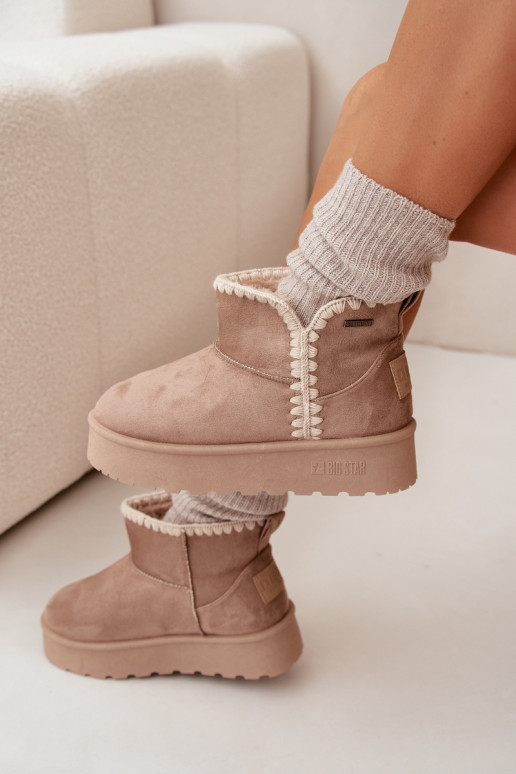 sniego batai  su platforma Z Przeszyciami Big Star SS274129 smėlio spalvos sniego batai  su platforma Z Przeszyciami Big Star SS274129 smėlio spalvos