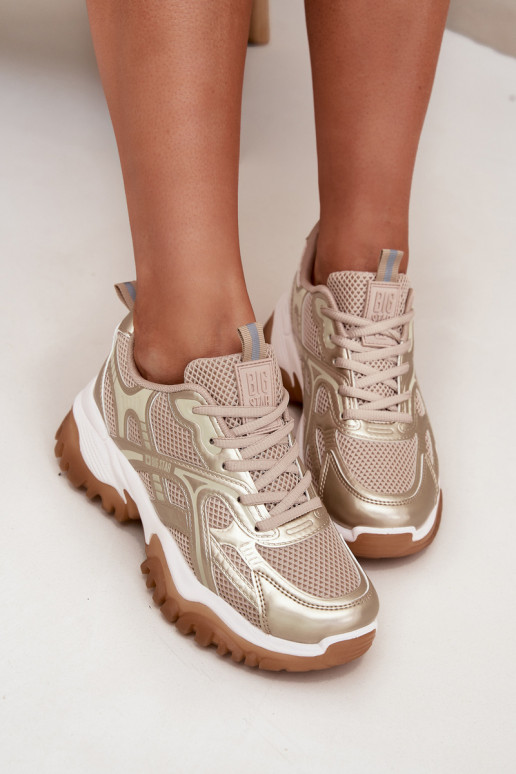 sportiniai bateliai  modelio batai  Big Star SS274014 HI-POLY SYSTEM smėlio spalvos-aukso spalvos