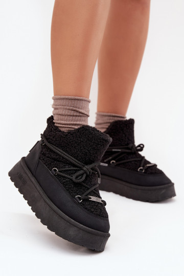 sniego batai  su platforma su kailiuku Typu Baranek Big Star SS274109 Juodos spalvos