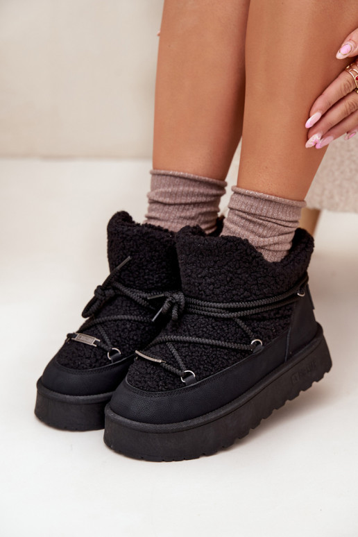 sniego batai  su platforma su kailiuku Typu Baranek Big Star SS274109 Juodos spalvos sniego batai  su platforma su kailiuku Typu Baranek Big Star SS274109 Juodos spalvos