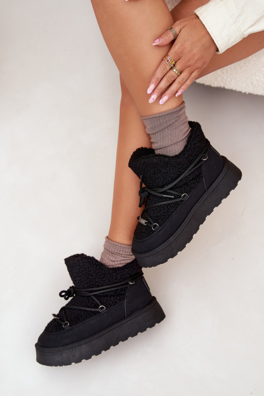 sniego batai  su platforma su kailiuku Typu Baranek Big Star SS274109 Juodos spalvos sniego batai  su platforma su kailiuku Typu Baranek Big Star SS274109 Juodos spalvos