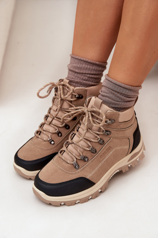 žygio batai  Big Star SS274095 smėlio spalvos žygio batai  Big Star SS274095 smėlio spalvos