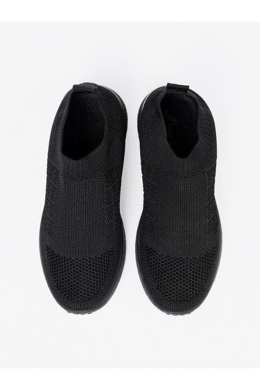 Juodos spalvos sportiniai bataiy slip-on z siateczkową cholewką