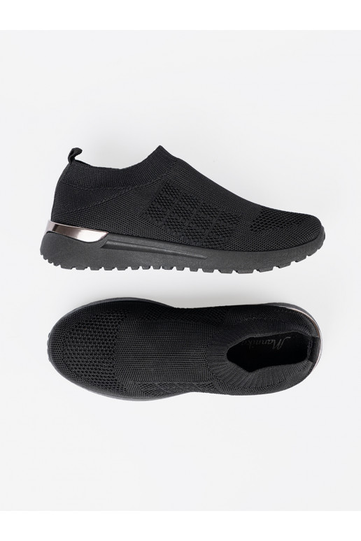 Juodos spalvos sportiniai bataiy slip-on z siateczkową cholewką