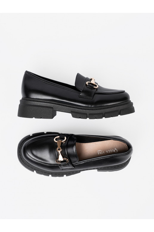  juodos spalvos mokasinai z metalową klamrą