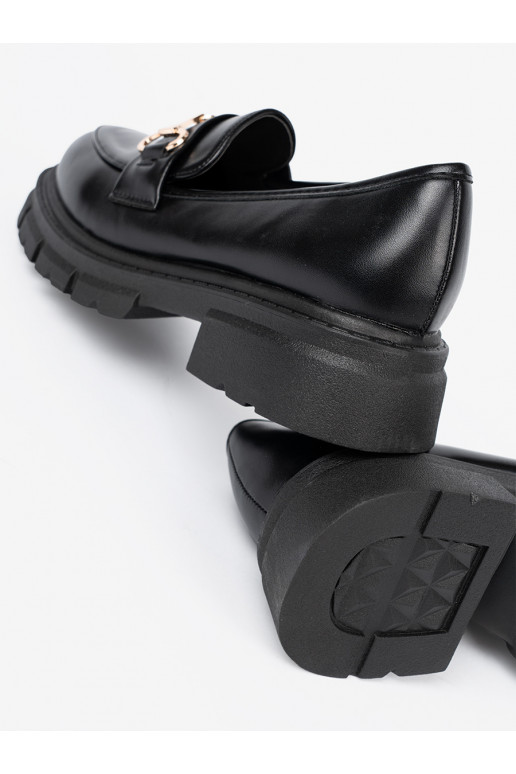  juodos spalvos mokasinai z metalową klamrą