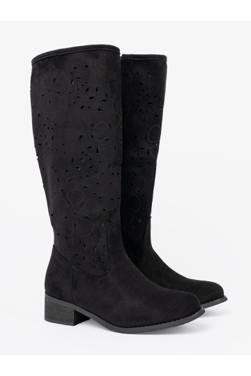 iš zomšos juodos spalvos ilgaauliai przed kolano 2