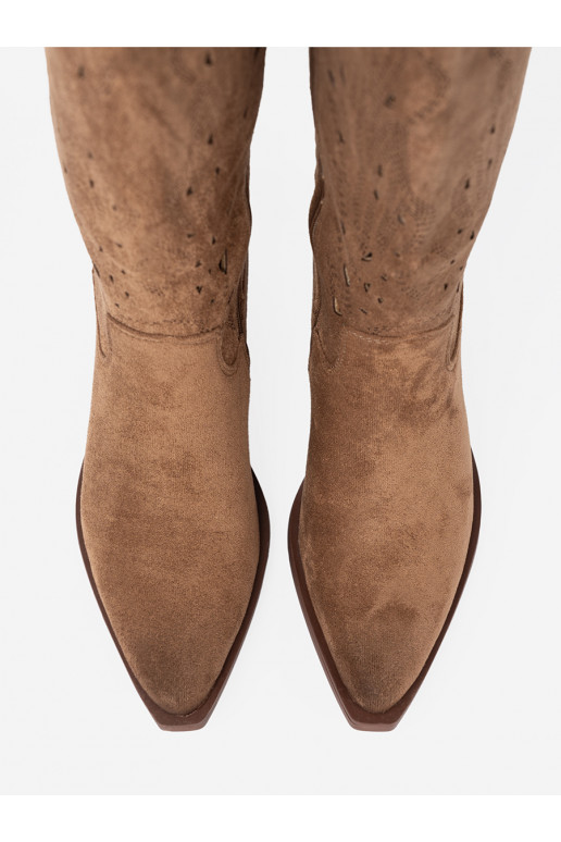 ilgaauliai batai przed kolano rudos spalvos 