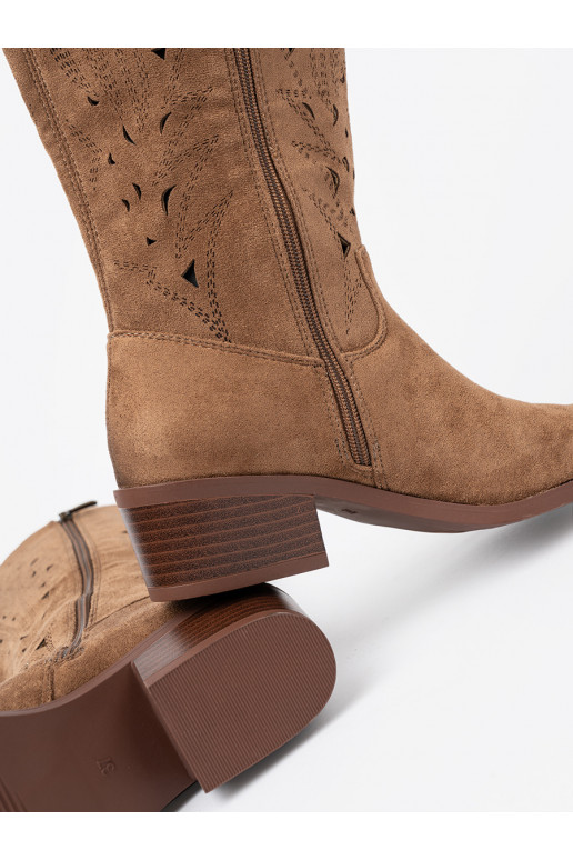 ilgaauliai batai przed kolano rudos spalvos 